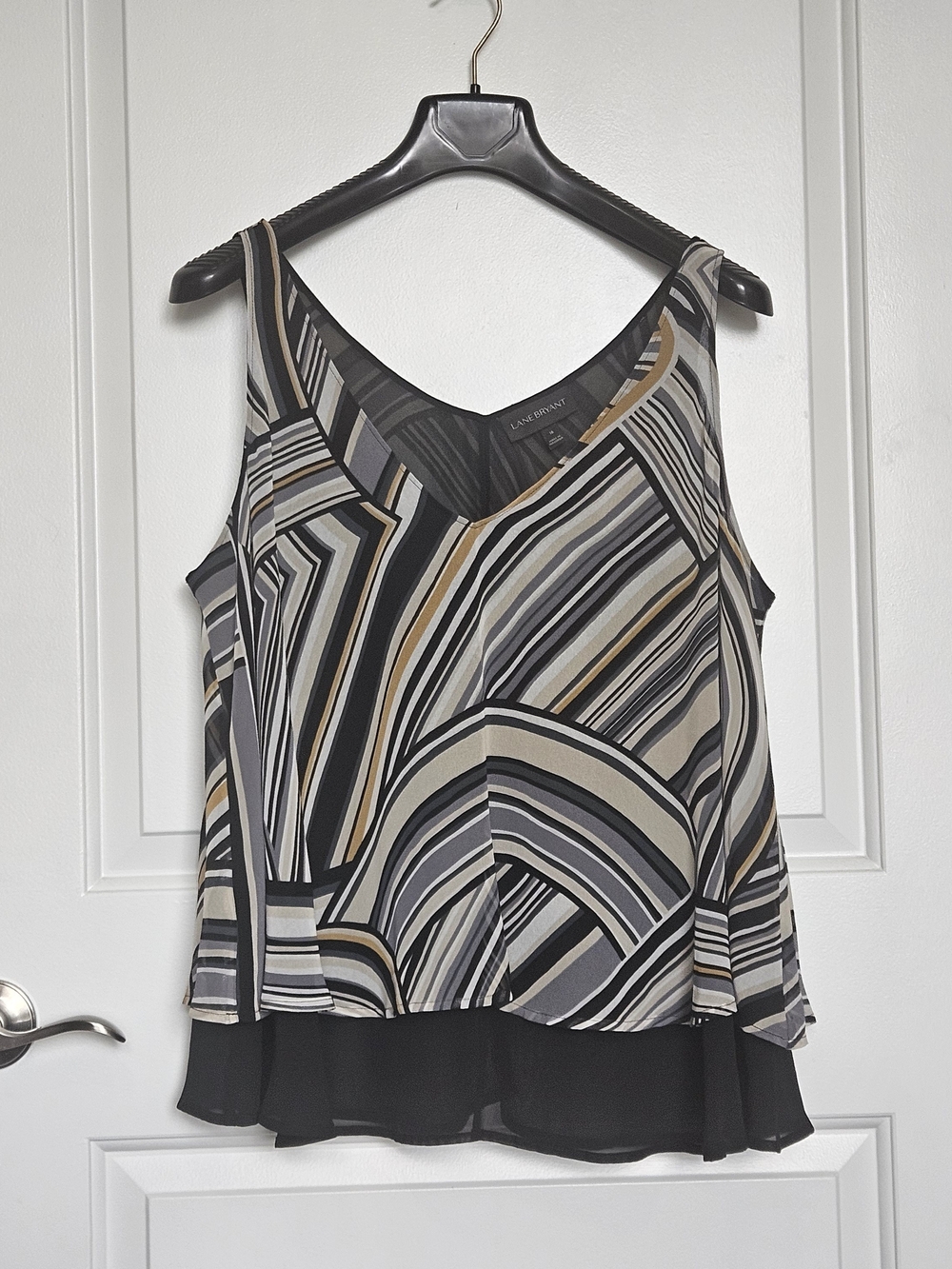 Lane Bryant Women's Plus Size 16 Striped V-Neck Layered Blouse